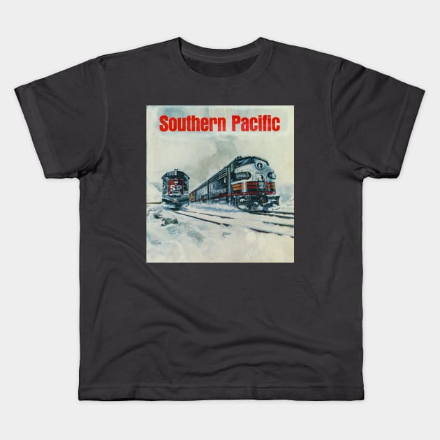 Southern Pacific Retro Locomotives Kids T-Shirt by Bonita Vista Photography